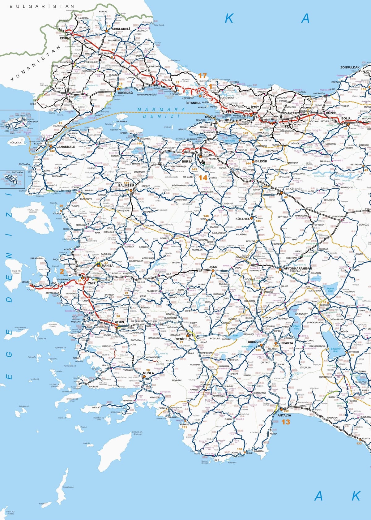 mapa da Turquia ocidental