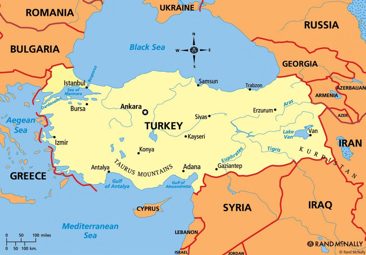 mapa da Turquia continente