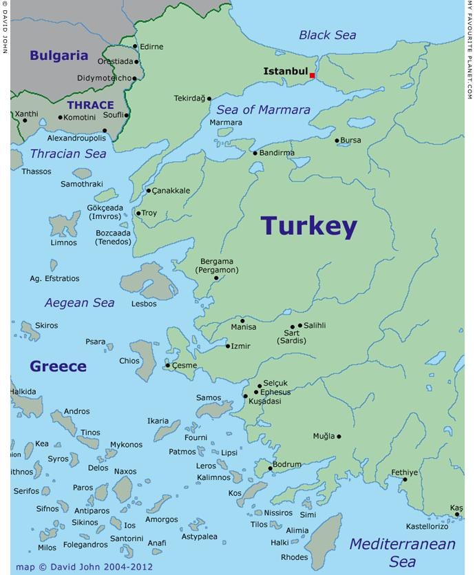 mapa da Turquia costa oeste
