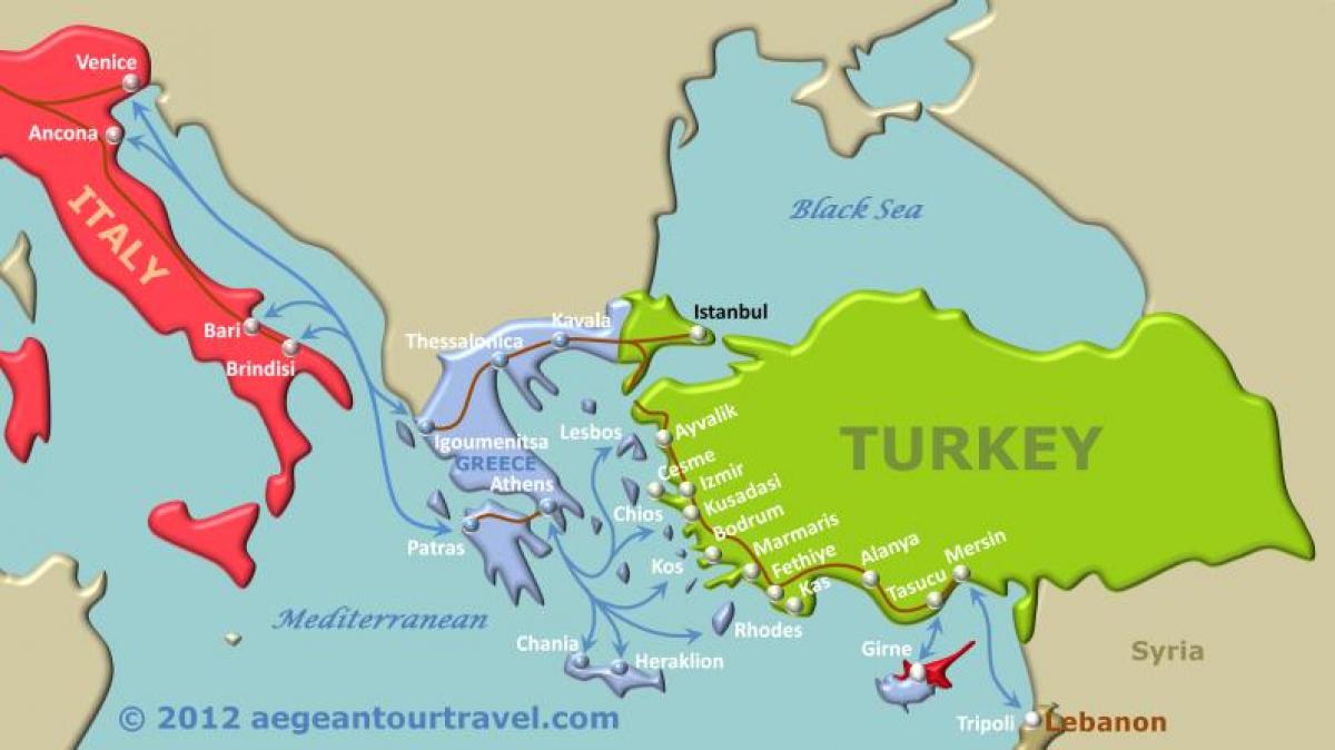 mapa da Turquia ferry