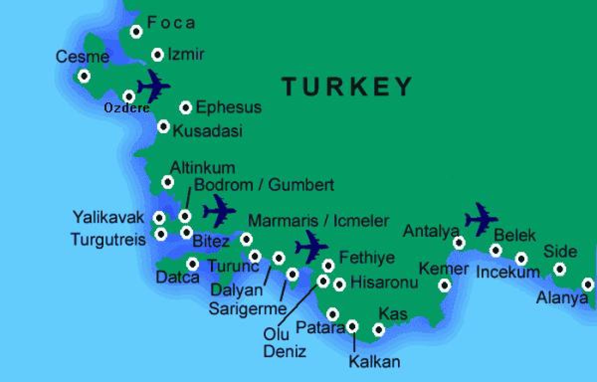 melhores praias na Turquia mapa