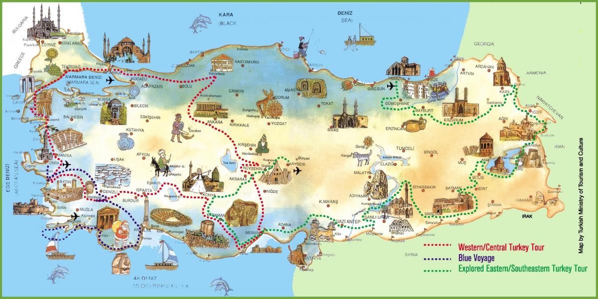 Turquia mapa de férias, resorts