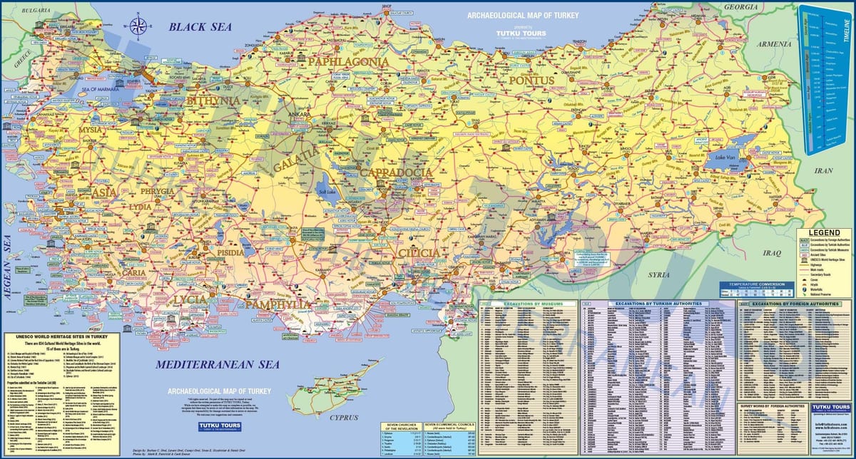 sítios arqueológicos na Turquia mapa