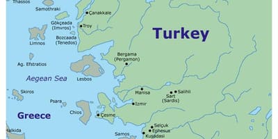 Mapa da Turquia costa oeste