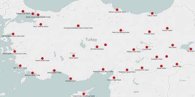 Mapa da Turquia mostrando aeroportos