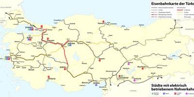 Mapa da Turquia ferroviária