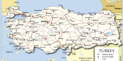 Mapa da Turquia mar