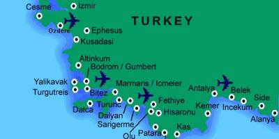 Melhores praias na Turquia mapa
