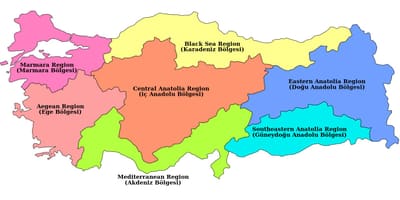 Mapa da Turquia região